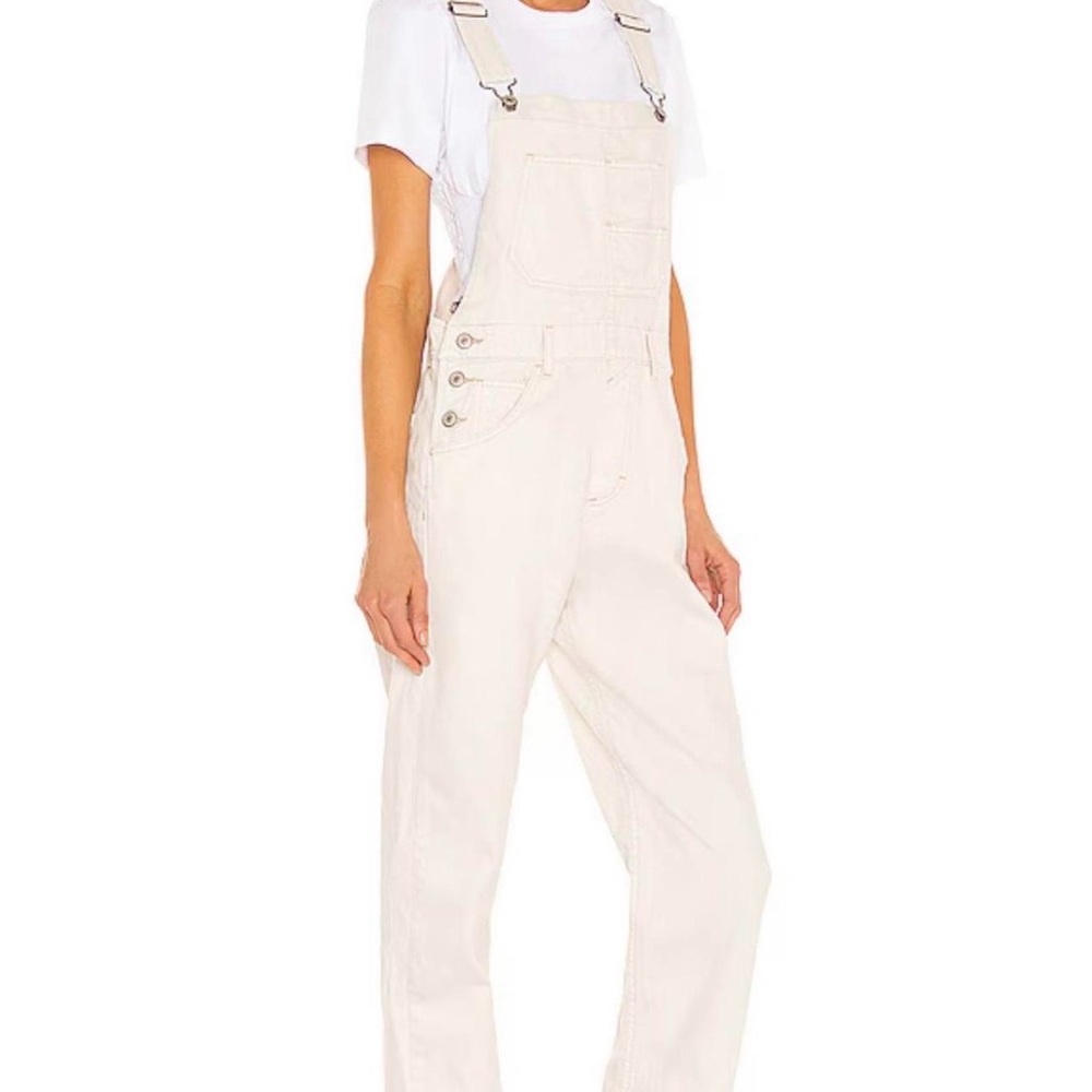 We The Free Cream Denim Bib Overalls